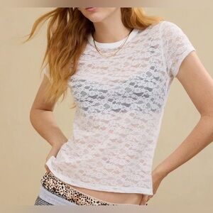 Aerie White Lace Top nwt medium